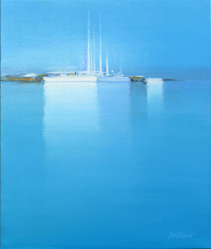 日本売り油絵　 ピエール・ドートルロー作　海岸風景　 Ｍ10号　処分特価　売切 自然、風景画