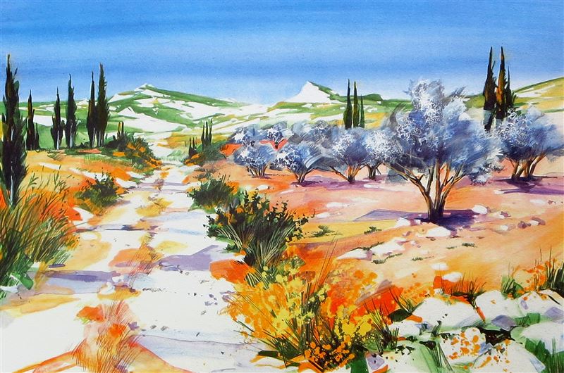 ガボー「海の見える中庭」 新品額装